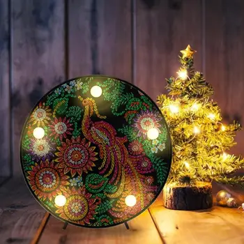 5D DIY Diamond Slikarstvo LED Nočna Lučka Cvet Posebno Obliko Delni Svedrov Božični Okrasek Lučka za Božič Doma Dekoracijo Darilo