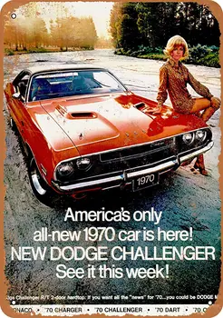 8*12 Kovinski Znak 1970 Dodge Challenger Vintage Videz 2