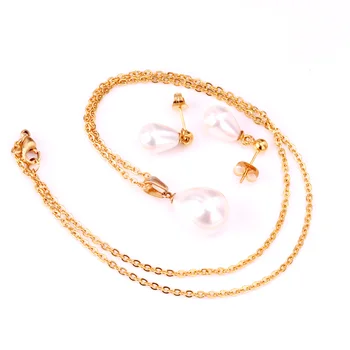 LUXUKISSKIDS 2021 Trendy Svetlo Modra iz Nerjavečega Jekla Verige Ogrlice Uhani Kompleti Za Ženske Indijski Jewellry Nastavite parures bijoux