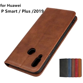 Usnjena torbica za Huawei P Smart 2019 PSmart P Smart Flip primeru imetnik kartice Tulec, Magnetna privlačnost Kritje Denarnice Primeru