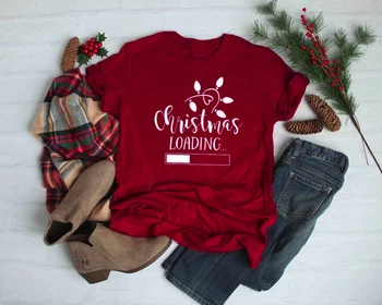 Smešno Priložnostne Eleganten Božični Nakladanje Gozda Rdeča T-Shirt Bombaž Hipster Vesel Božič Grafični Vrhovi ponudbo estetske Tees