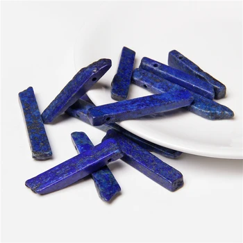 5pcs Naravnega Kamna lapis lazuli Palico Biseri 5-8 mm*20-48 mm Modra Slab Palico Točke Obesek Kroglice za DIY Nakit, Izdelava Ogrlica