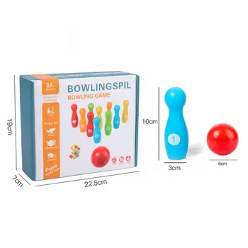 Otroci Igra Bowling Notranja Lesena Bowing Nastavite Z 10 Pini & 1 Žogo Družino Igre Izobraževalne Notranja Zunanja Doma Bowling Set