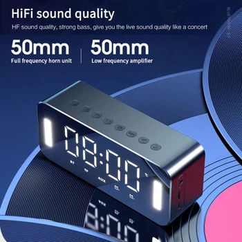 MC-H8 Brezžične Bluetooth Stereo Zvočnik Bas Noč Svetlobe Multifunkcijski Digitalni Elektronski Ura Prikaz Temperature FM Radio