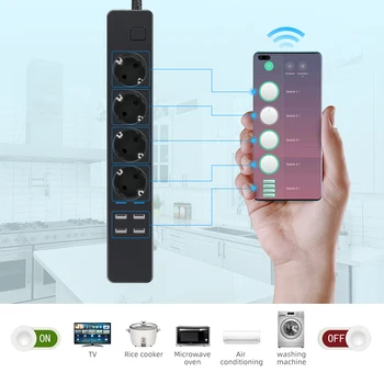 Wifi Smart Power Trakovi 4EU 4USB Vtičnice Plug 2.4 G/5.0 G Polnjenje Vrata Timing Bluetooth nadzor z Alexa googlova Domača stran Pomočnik