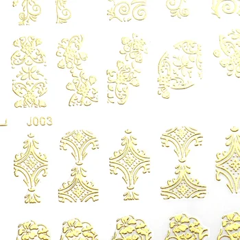 108pcs 3D Srebro Flower Nail Art Nalepke Nalepke Žigosanje DIY Dekoracijo Orodja (Zlato)