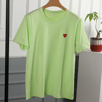 2021 modni t-shirt moški in ženske ljubitelje kratek rokav Ljubezen vezenje srce rdeče srce čistega bombaža T-shirt