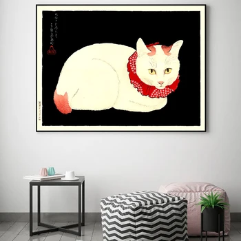 Japonski Slog Ukiyo-e Art Belega Mačka Plakatov in Fotografij Slikarsko Platno Stensko Slikarstvo Dnevna Soba Dekoracijo Doma brez okvirjev