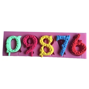 Ustvarjalne Številko 0-9 3D Silikonski Torto Plesni Število Obliko Lollipop Plesni z Lollipop Luknjo Fondat Torta Dekoraterstvo Orodje