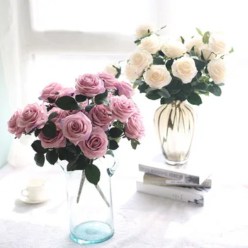 2 kos Svile Cvetja 10 Glavo Rose Šopek Visoko Simulacije Cvetje Za Dekoracijo Doma Veliko
