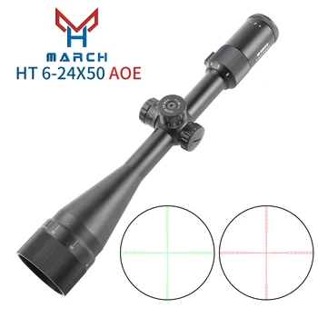 Taktično Riflescope HT6-24X50AOE Prepoznavanje možnosti za Puška za Lov Optični Collimator Airsoft Pogled Jedkano Steklo Rdeča Zelena Križ