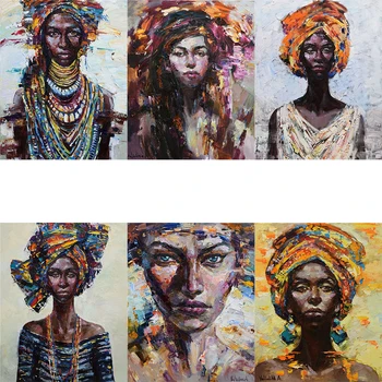 AMTMBS Povzetek Afriška Ženska, Portret, Olje Sliko S Številko Risanje Na Platno HandPainted Barvo S Številko Wall Art Dekor