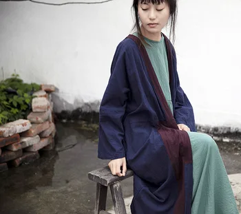 Plus Velikost Womens Bombaž Perilo Jopico 2021 Jesen Pomlad Dolg Rokav Bluzo Priložnostne Tunika Vrhovi Majica Ženska Japonski Kimono Cape