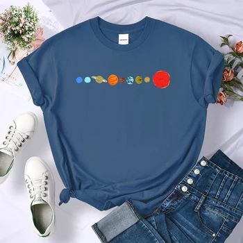 Osem Planetov Sončnega Sistema Oblačil Žensk Svoboden Oversize T-Majice Crewneck Poletje Tshirt Modne Blagovne Znamke Womens T-Shirt