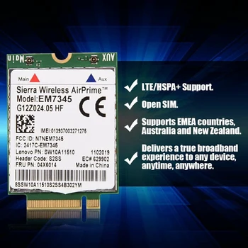 Prenosnik Brezžična Omrežna Kartica za Lenovo EM7345 LTE 4G Modul FRU: 04X6014 T450 X250 X240 T440 L440 X1