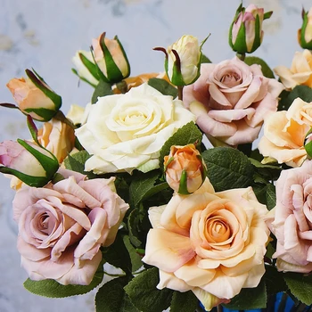 Umetno Cvetje Big Svilenih Vrtnic NOVO Lepo Veje Vaza za Dom Poročno Dekoracijo Retro Jeseni Ponaredek Rastline Božični Dekor