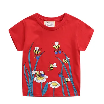 Nov Prihod Poletja Cvet Tiskanja Baby T srajce Moda Bombaž Fantje Dekleta, Vrhovi Otroci Cvetlični Vrh Tees za Dekleta