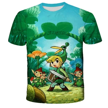 Otroci, Fantje, Oblačila Vroče Prodaje Poletje Moda 4/14years Najstnikov 3D Tiskanja Zelda Otroci Oblačila Dekleta T-Shirt Kratek Rokav Vrhovi