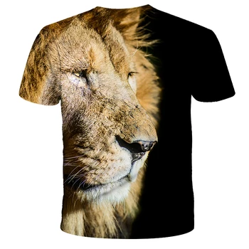 2021 osebno lev moška T-shirt 3D natisnjena kratka sleeved majica s kratkimi rokavi moški poletje hip-hop-o-ovratnik priložnostne T-shirt vrh