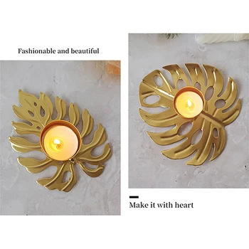 Ustvarjalne Zlati Listi Kovanega Železa Svijećnjak Majhnih Votlih Romantična Večerja Ob Svečah Svijećnjak Doma Dekoracijo Ornament