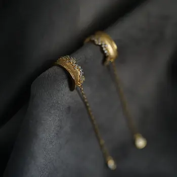 Izvirno novo srebro vdelan cirkon zvezdnato osebnost design Japonski svetlobno razkošje dolgi uhani lepe čar ženske nakit