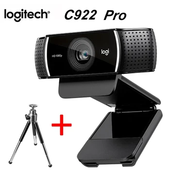 Logitech C922 Pro Webcam 1080P Full HD Samodejno Ostrenje Vgrajen Tok Kamero Z Dvojno Stereo Mikrofoni in Stojala