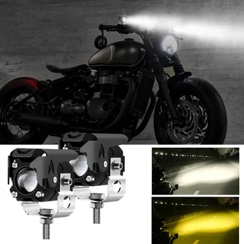 2pcs Motocikel Rearview Mirror Dvojno Barvo Delo Luči LED Pomožne Reflektorji