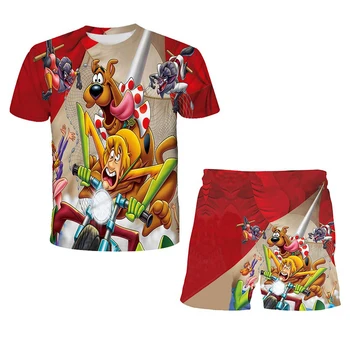 Anime 3D natisnjeni T-shirt za otroke, Scooby Doo modni T-shirt hlače za otroke, Harajuku vrh smešno T-majica za dečke in