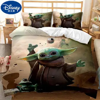 Disney Star Wars Baby Yoda Posteljnina Nastavite Vzglavnik Primerih Stanja, Risanka Posteljo Tekstilne Rjuhe Kritje En Dvojni Dvojček Za Otroke Otrok