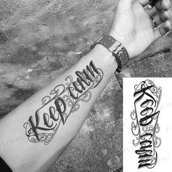 Tattoo Nalepke Nepremočljiva Začasne Tetovaže Black Angleški Pismo Križ Star Diamond Flash Vratu Zapestje Ponaredek Tatoo Za Moške, Ženske