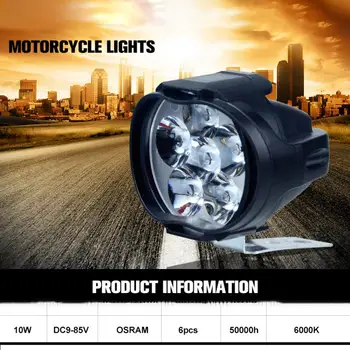 2Pcs Pozornosti 6 LED, ki Delajo Spot Luči Motocikla Meglo Lučka 1200LM LED Mopedi Motorna kolesa Smerniki 6500k Bela Super Svetla