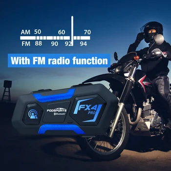 Fodsports FX4 Pro Motocikel interkom 4 Kolesarji 1000m Brezžični Čelada Bluetooth Slušalke intercomunicador moto блютуз гарнитура FM