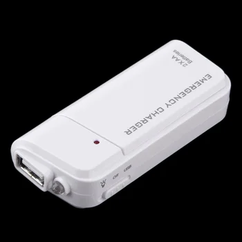 Univerzalni Prenosni USB Sili 2 AA Baterije Extender Polnilnik Moči Banke Oskrbe Polje Za iPhone Mobilni Telefon, MP3, MP4 Črno Bel