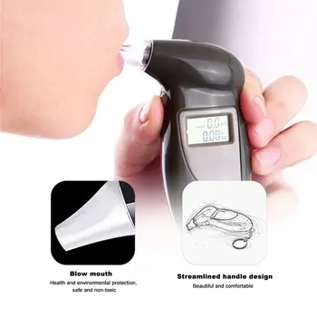 Alkohol Dih Tester z ustniki Breathalyzer Analyzer Detektor Test Keychain Breathalizer Breathalyser Naprave