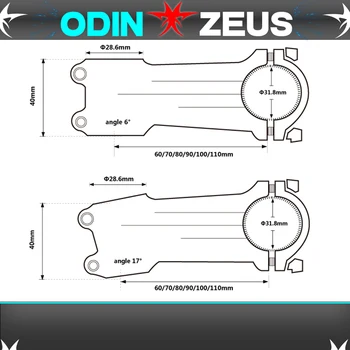 OdinZeus Ultra lahka Kovana Zlitine Ogljikovih Steblo Superstrong Gorskih /Cestni kolo Kolo Steblo 6 ali 17 Stopinj 31.8 mmX (70-110mm)