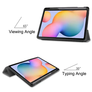 2020 Primer za Samsung Galaxy Tab S6 Lite 10.4 SM-P610 SM-P615 Primeru Svinčnik Imetnik Tri-Krat PU Usnje Stojalo Pokrov Tablet
