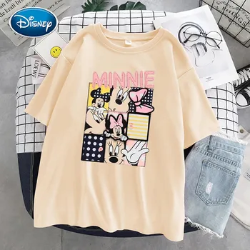 Disney Kawaii Mickey Mouse Poletje T-shirt Dame Črni Vrh Gospe Priložnostne O-Neck Zgornji del Ženske Kormen korejskem Slogu Harajuku Oblačila