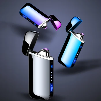 USB Plazme Thunder Lažji Dvojno Loka Cigar Polnilna Elektronski Vžigalnik na Dotik, Zaznavanje Windproof Cevi Lažji Prikaz Moči