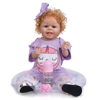 KEIUMI 22 Palčni Polni Silikona Prerojeni Baby Doll Soft Touch 3D-Pobarvan Z Vijolično krilo Za Dekleta Otrok Moda Darila za Rojstni dan