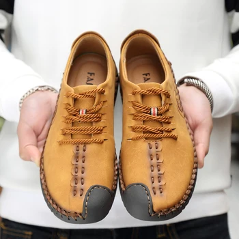 2020 New Men Shoes Casual Shoes Casual Loafers Vintage Style Men Loafers Quality Split Leather Footwear Zapatos Hombre