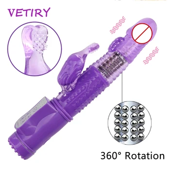 G Spot Vibrator Rabbit Vibrator Spola igrače, Dvojni Vibrator za Klitoris Stimulator Vagina Muco Massager 10 Hitrosti Igrače za Ženske