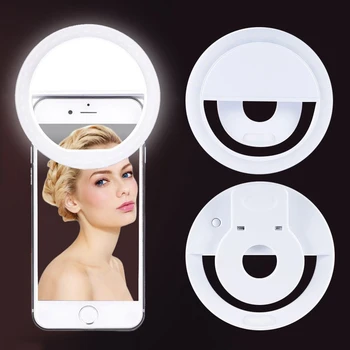 USB Polnjenje LED Selfie Obroč Svetlobe Dodatno Razsvetljavo Noč Teme Selfie Povečanje Za Telefon Fill Light Kamere Nastavljivo