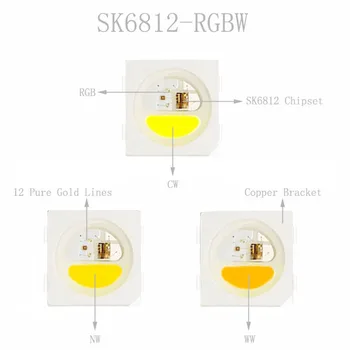 SK6812 RGBW (Podobno WS2812B) 4 V 1 Posamezni Prostor Led Trak CW NW WW 30/60/144 Led/Pik/m 5