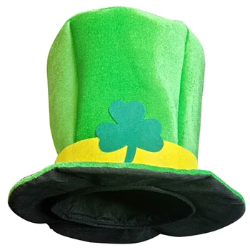 Saint Patricks Day Detelja Detelja Zeleno Žametno Cilinder Irski Leprechaun Skp Cosplay Kostum Stranka Dekoracijo Korist