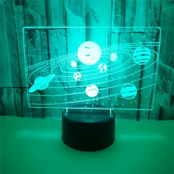 3D lučka za Optično iluzijo Dotik LED Nočna Lučka Sobi Doma Dekor Solarni Sistem Vizualne Iluzije Namizno Svetilko Kreativna darila