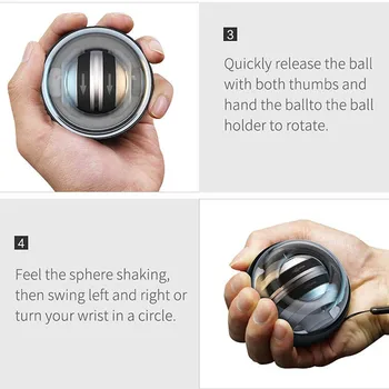 Posodobljeno Zapestje Giroskopski Powerball LED Autostart Obseg Žiro Moč Zapestje Ball Z bojem Roko Roko Mišične Sile Trener